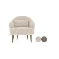 Beige Fluffy Accent Chair With Plush Cushion And Wooden Legs Design