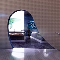 Cultural Center Marine Life Exhibition With Large Fish Model And Digital Display Screens