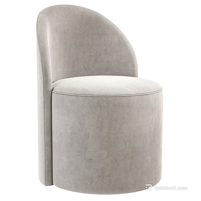 Modern Light Gray Fabric Single Sofa With Curved Backrest And Round Base 3d model 
