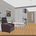 Comfortable Hospital Room Interior With Medical Bed Purple Sofa White Cabinets And Plants