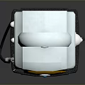 Vintage Shell Gas Pump Model in White and Yellow with Logo and Fuel Nozzle