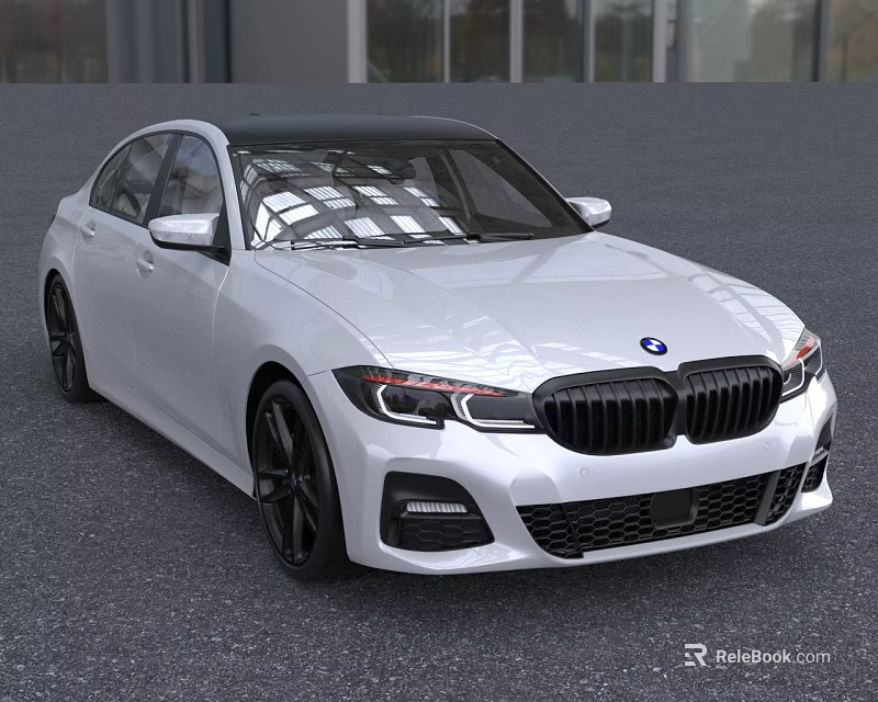 White BMW Sedan With Black Roof Sporty Design And Modern Exterior Features 3d model 
