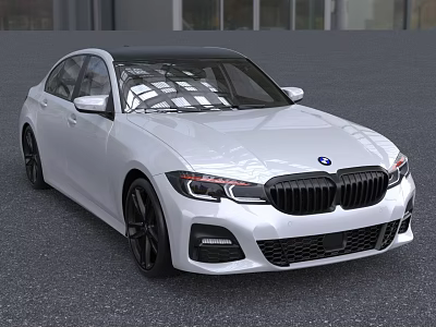 White BMW Sedan With Black Roof Sporty Design And Modern Exterior Features 3d model