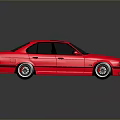 Pink Classic Sedan Car With Black Windows And Alloy Wheels In Reflection