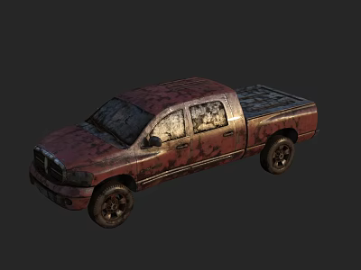 Old Rusty Red Pickup Truck With Weathered Exterior And Cargo Bed 3d model