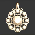 Elegant Golden Pendant with Central Gemstone and Surrounding Small Stones for Fashion Accessories