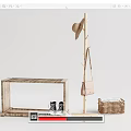 Nordic Style Hanger Log Shoe Cabinet Hanger 3d model