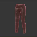 Slim Fit Gray Leather Leggings With Stitched Details And Waist Buckle