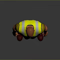 Man in High Visibility Yellow Vest Green T-shirt Blue Jeans Red Boots Gray Background