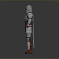 Detailed 3D Armor Model With Metallic Finish And Full Body Design