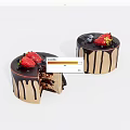 Delicious Layered Chocolate Cake With Cut Slice Strawberries Blueberries And Chocolate Drizzle