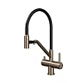 Sleek Modern Kitchen Faucets With Black Handles And Brushed Gold Finish Design