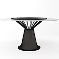 Round Modern Dining Tables With Marble Tabletop And Various Black Gold Base Designs 3d model