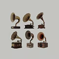 Vintage Gramophone Decorative Ornament Set for Home Living Room Tabletop Decoration