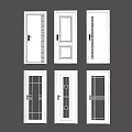 White Swing Doors With Various Glass Panel And Decorative Pattern Designs 3d model