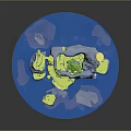3D Natural Island Landscape With Blue Water Green Vegetation Rocks And Sandy Areas