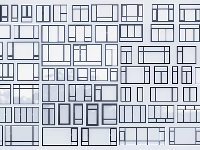 Various Window Designs With Different Sizes And Frame Styles For Home 3d model