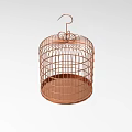 Copper Metal Birdcage With Hanging Hook And Round Base Design 3d model