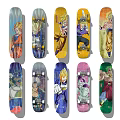 Multiple Colorful Skateboards With Various Sports Themed Designs For Outdoor Activities