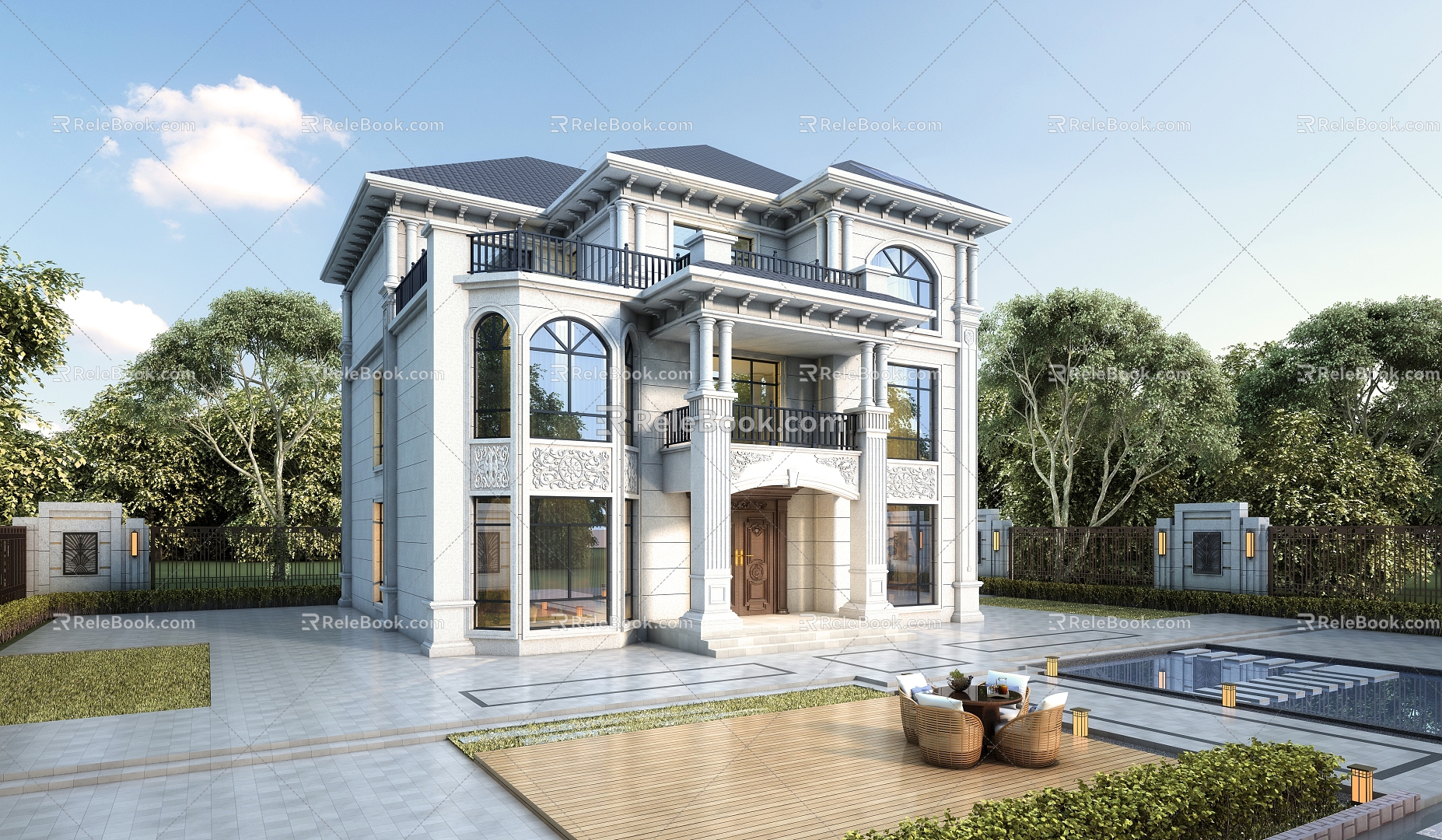 European-style single-family villa 3d model