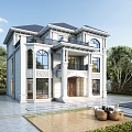 European-style single-family villa 3d model