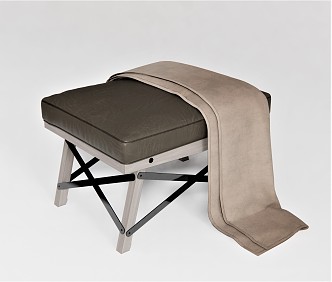 Modern Sofa Stool Wood Leather Stool Blanket Towel Low Stool 3d model