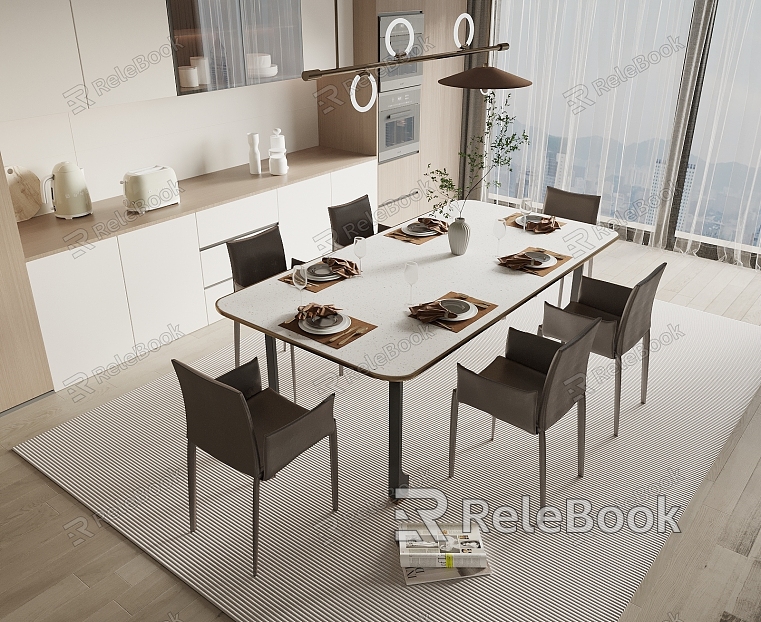 Dining table and chair combination model