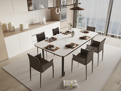 Dining table and chair combination model