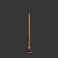 Ornate Golden Dagger And Sheath With Intricate Carved Designs And Decorative Handle