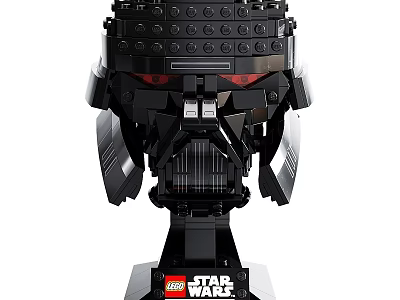 LEGO Star Wars Darth Vader Helmet Building Blocks Model with Black Design and Red Eyes 3d model