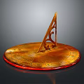 Brass Sundial With Circular Base Triangular Gnomon And Engraved Markings