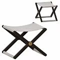 Modern Cross Leg Design Stool With Dark Wooden Legs Light Seat Cushion And Metal Connector