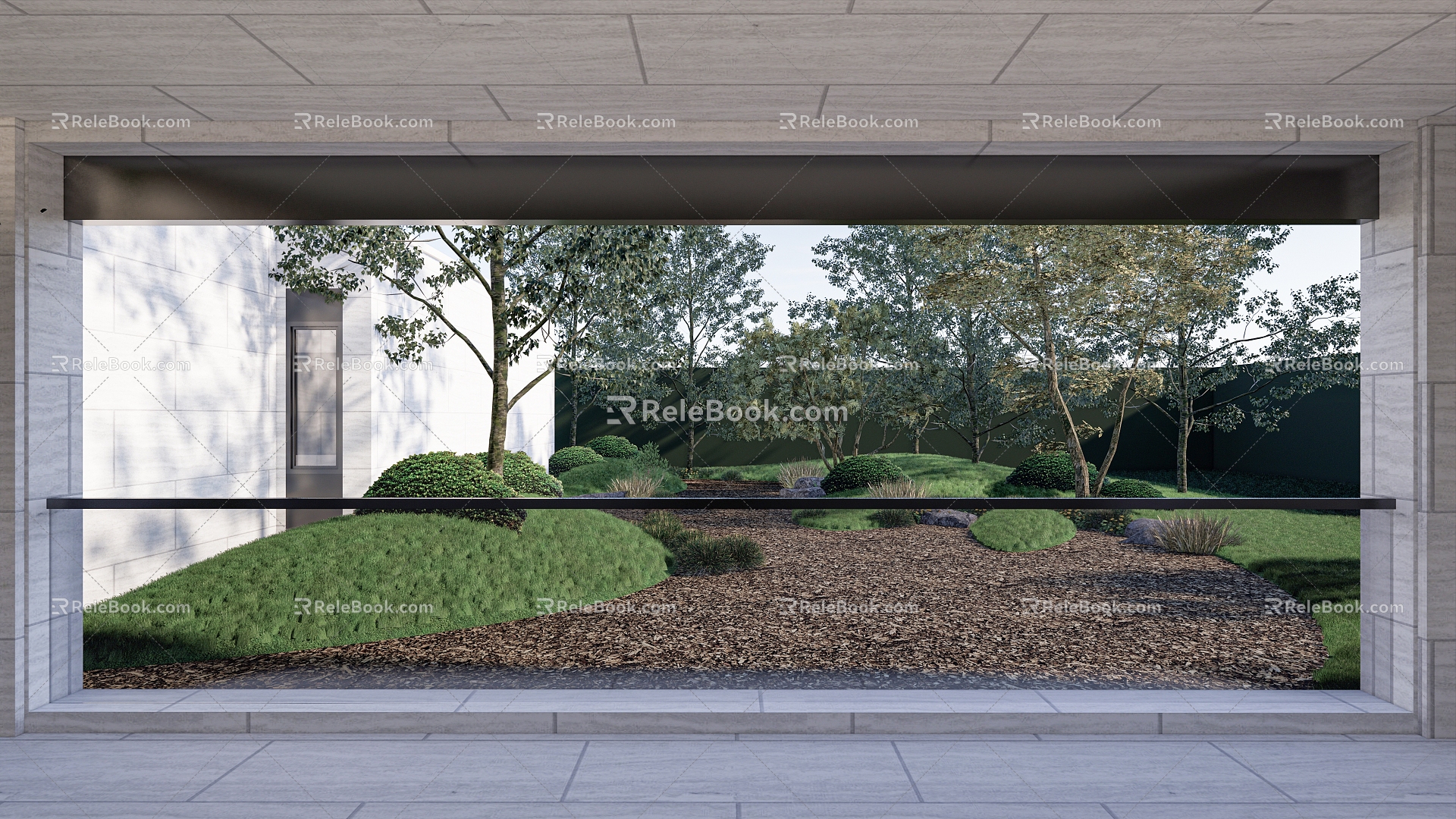 Modern courtyard courtyard landscape frame soil slope model