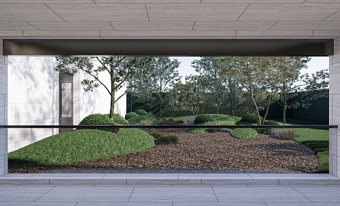 Modern courtyard landscape frame soil slope 3d model