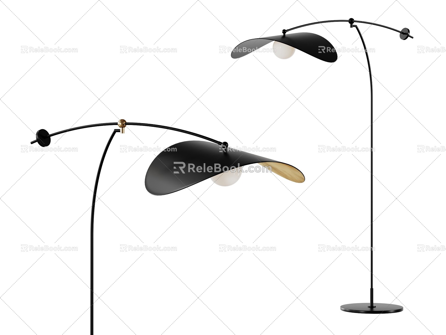 Light Luxury Floor Lamp Italian Style Light Luxury Fishing Lamp Metal Hat Lamp 3d model