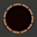 Red Wooden Bucket with Black Metal Handles and Natural Wood Texture