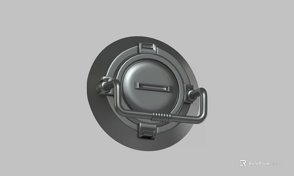 Circular Metal Cover With Handle And Latch For Industrial Applications 3d model 
