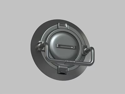 Circular Metal Cover With Handle And Latch For Industrial Applications 3d model