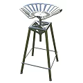 Metal Bar Stool With Fan Shaped Hollow Seat And High Leg Support Frame