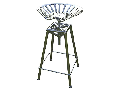 Metal Bar Stool With Fan Shaped Hollow Seat And High Leg Support Frame 3d model