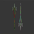 Decorative Spiked Spears With Red And Black Design For Weapon Collection 3d model
