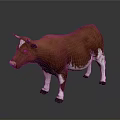Detailed Brown And White Cow Figurine With Shiny Surface And Reflection