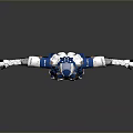 Futuristic Blue And White Mechanical Character With Armor Helmet And Extended Arms