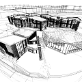 Modern Architectural Design Sketch Featuring Building Complex With Glass Roof And Snowy Ground