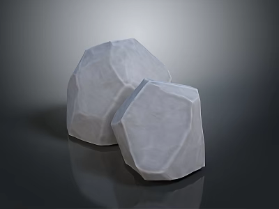 Wooden Stone Blocks With Polygonal Shape In White On Smooth Display Surface 3d model