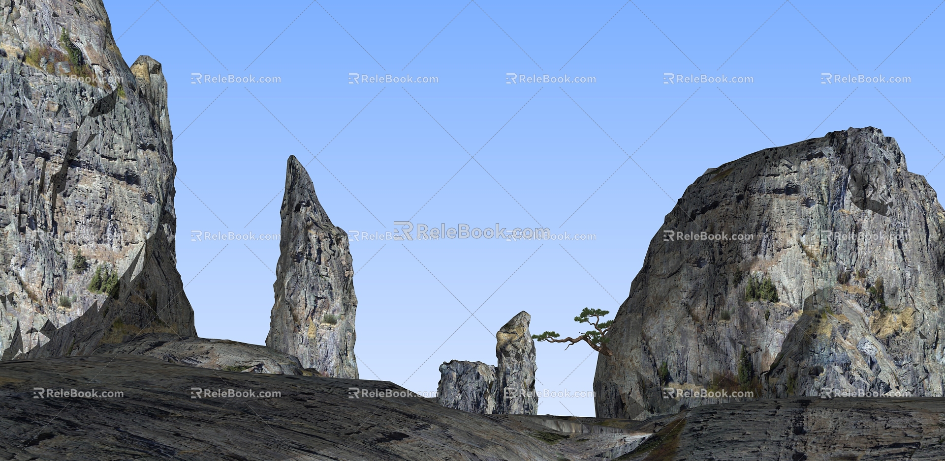 Modern Mountain Huangshan Welcome Pine model