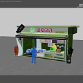 Fresh Milk Tea Shop With Green Exterior Cow Figure And Customer Buying Drinks