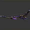 Purple And Gold Decorative Bow Weapon Featuring Shiny Ornate Curved Details
