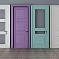 Tech Exhibition Hall Showcasing Colorful Doors With Glass Panels And Modern Styles