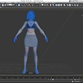 Pink Haired Female Game Movie Character In Gray Tank Top Skirt And White Shoes